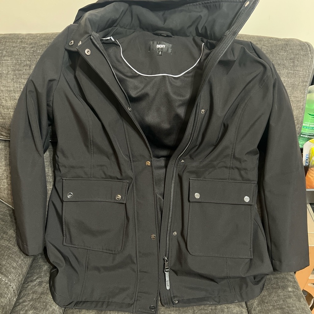 DKNY Black Mesh-Lined Jacket